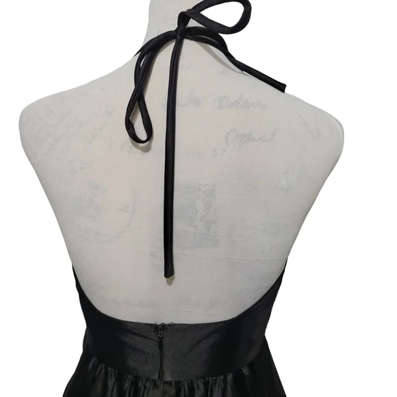 Jessica McClintock black silky halter top bubble dress size 6 - Picture 3 of 8